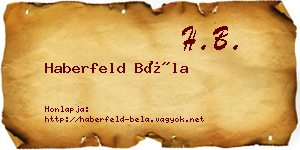 Haberfeld Béla névjegykártya